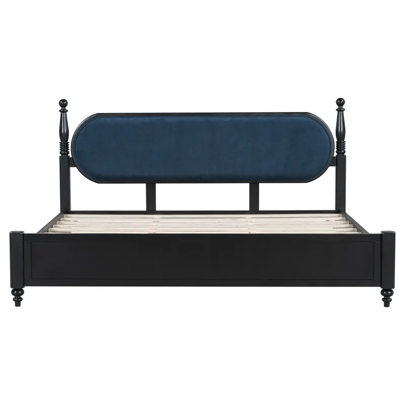 King Bed Frame β Solid Wood Platform with Slats β photo 5