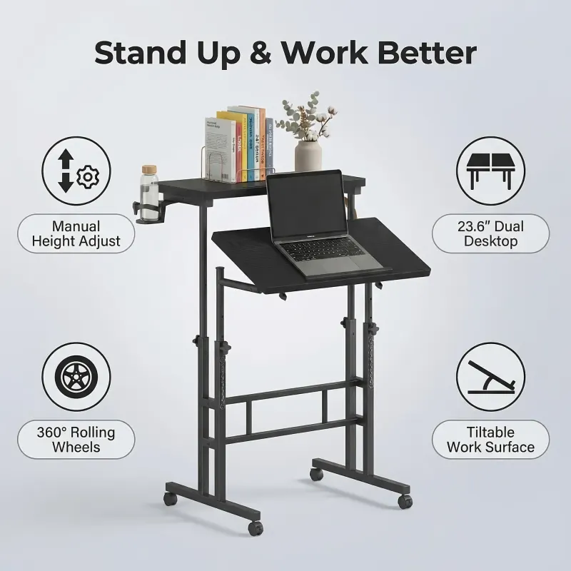 24Inch Manual Height Adjustable Split Top Standing Desk β photo 6