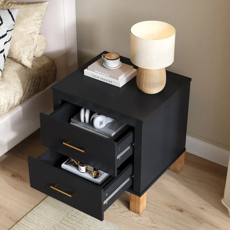 2 Drawer Nightstand — Premium Wood Storage with Elegant Fluted — photo 3