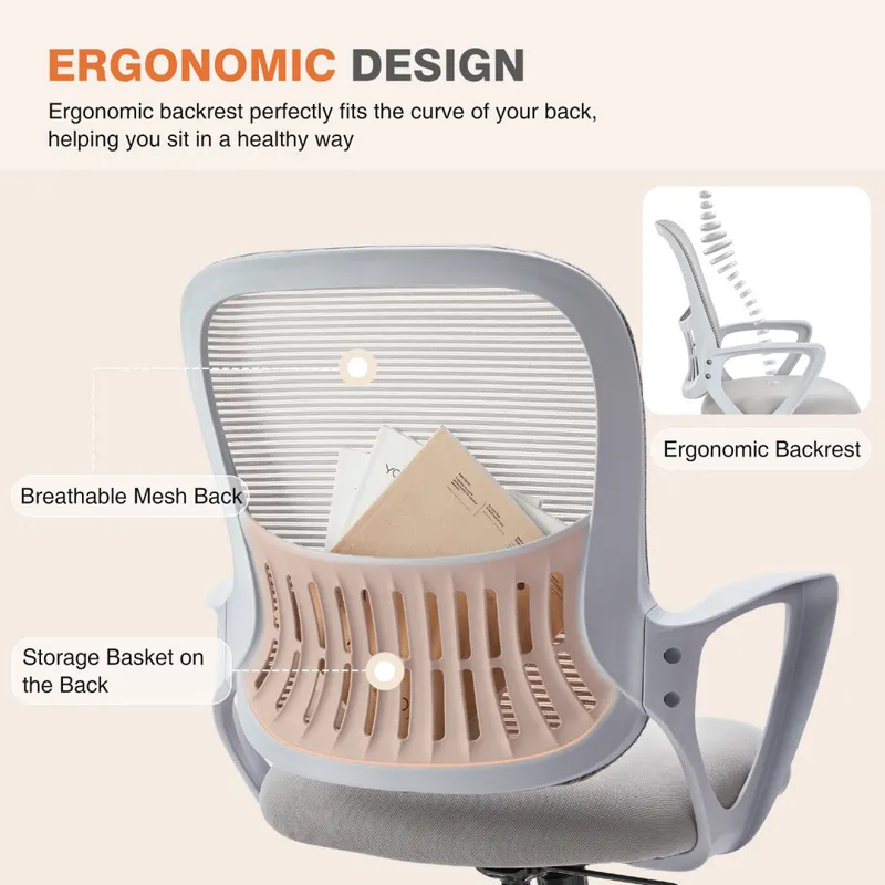 Home Office Computer Chair β Ergonomic Mid Back Desk with Lumbar β photo 5