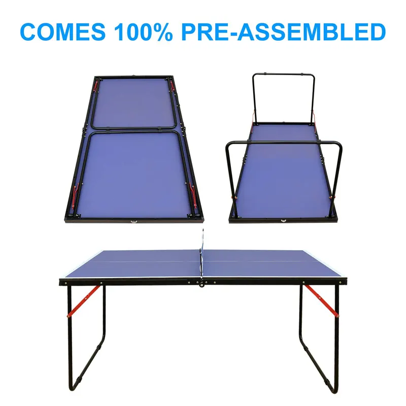 Tennis Table Portable Ping Pong Table Set with Net and 2 Ping — photo 6