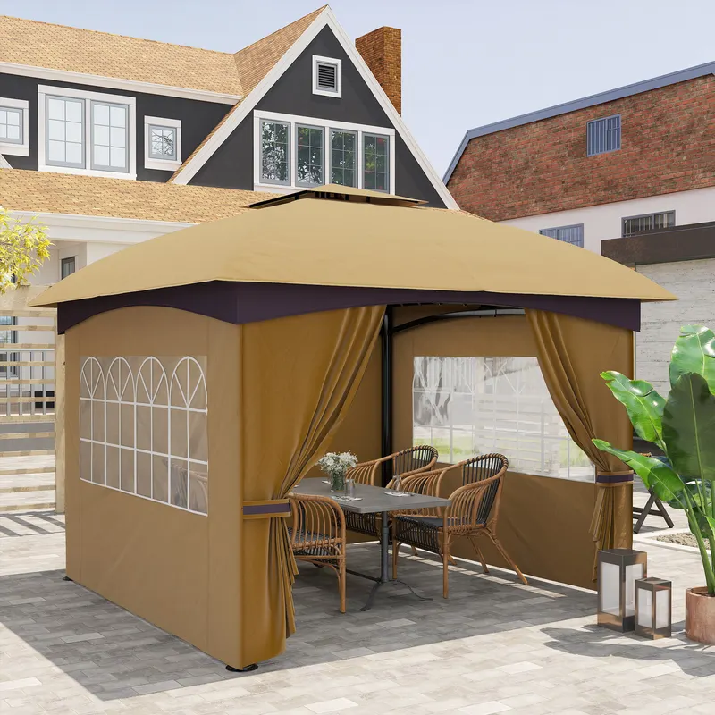 Outdoor Gazebo — Double Roof Patio Gazebo with Curtains — photo 6
