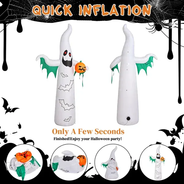 12ft Inflatable Halloween Decor with Flashing Bats & White — photo 4