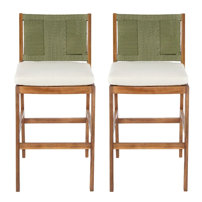 Outdoor Acacia Wood Bar Stools Set of 2 — photo 3