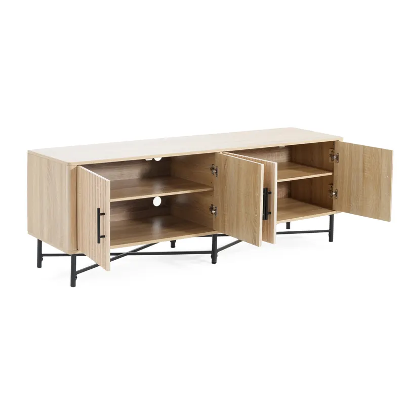 Functional 4-Door TV Cabinet 2 Storage Spaces — photo 6