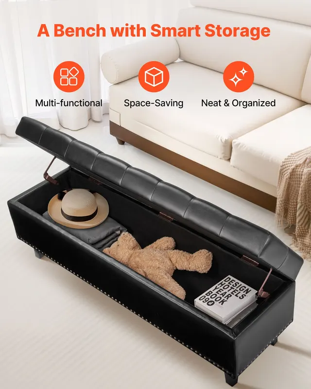 Button-tufted Storage Ottoman Bench — photo 3