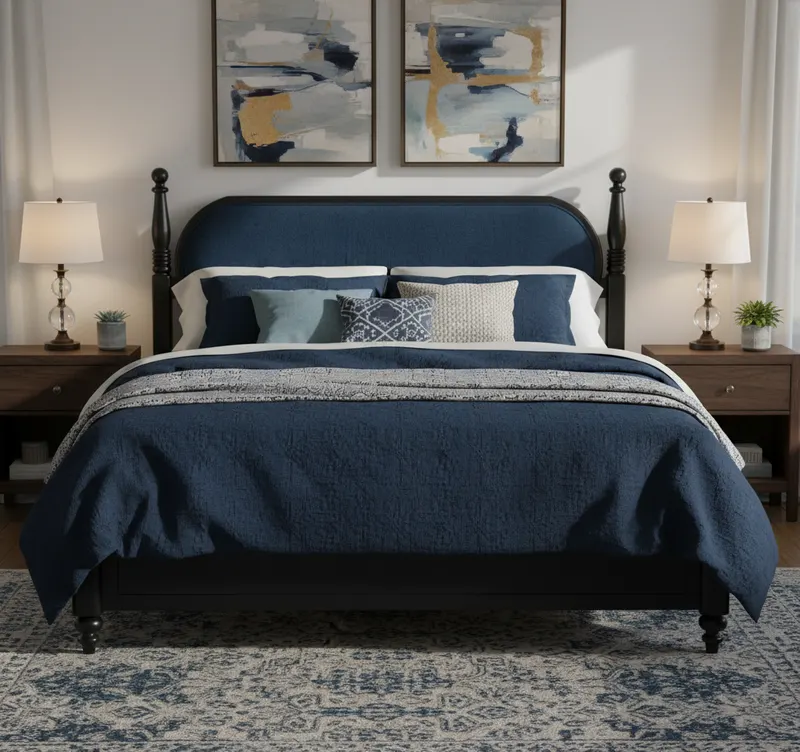King Bed Frame β Solid Wood Platform with Slats