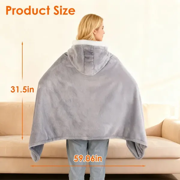 Wearable Heated Throw Blanket Double-sided Flannel Portable — photo 5