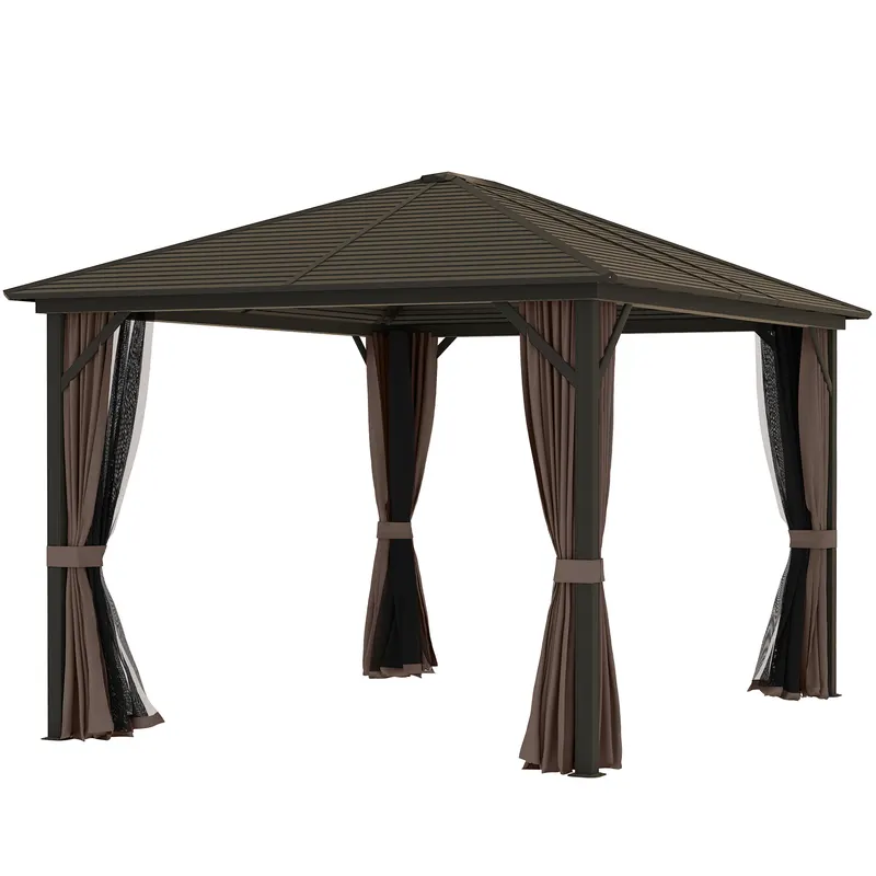 Hardtop Gazebo with Curtains and Netting