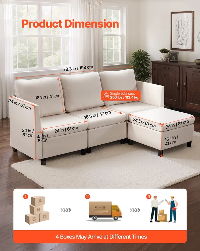 Modular Sectional Sofa β 3-Seater Modular Sofa with Hidden β photo 2