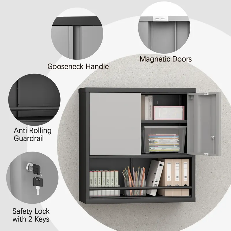Metal Adjustable 2 Doors Metal Storage Cabinet Kitchen Pantry — photo 5