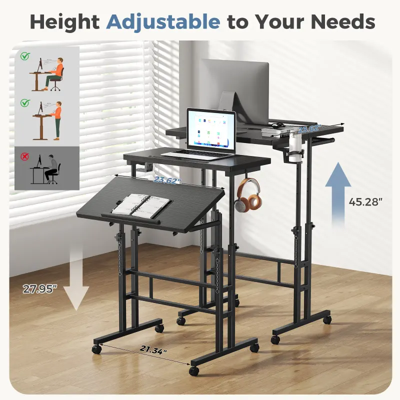 24Inch Manual Height Adjustable Split Top Standing Desk β photo 5