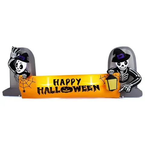 9.6FT Large Halloween Inflatable Decorations Skeleton Tombstone