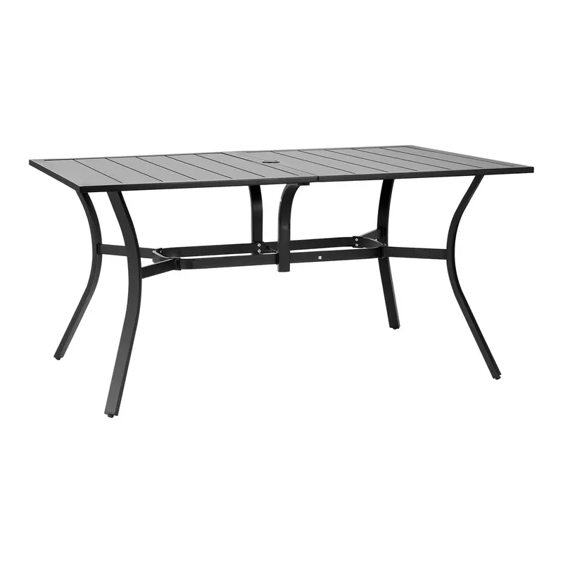 Outdoor Patio Dining Table — 59 Inch Long Rectangular Metal
