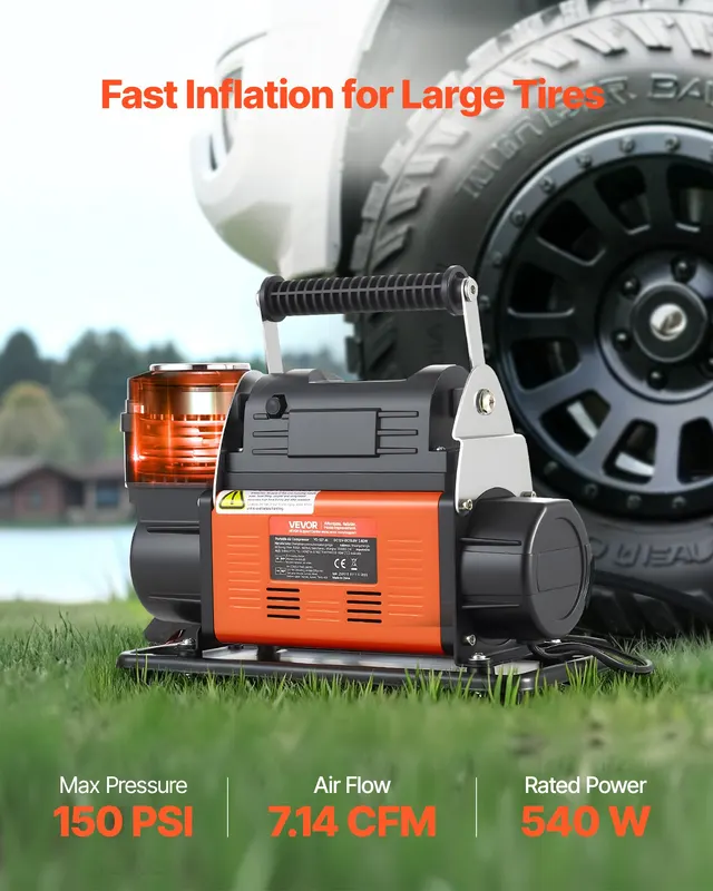 12V Heavy Duty Air Compressor — Auto-stop Portable Tire Inflator — photo 3