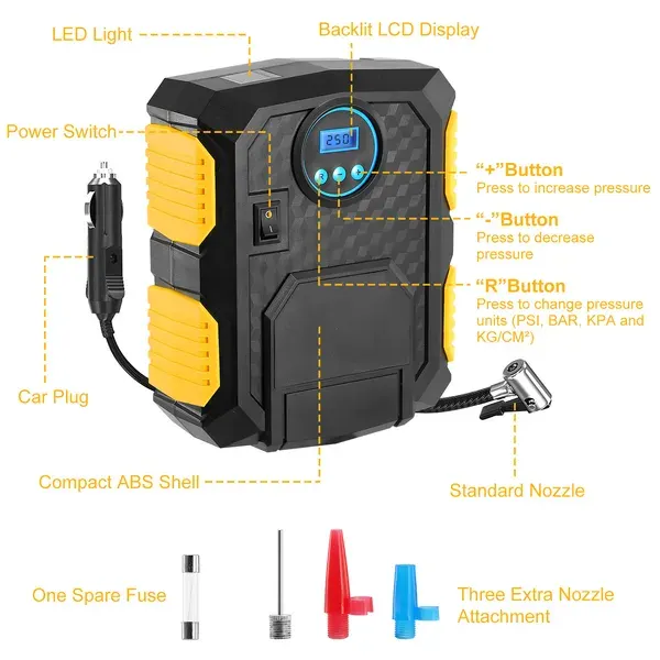 Tire Inflator 12V DC 120W 150PSI Tire W LCD Electric Air — photo 3
