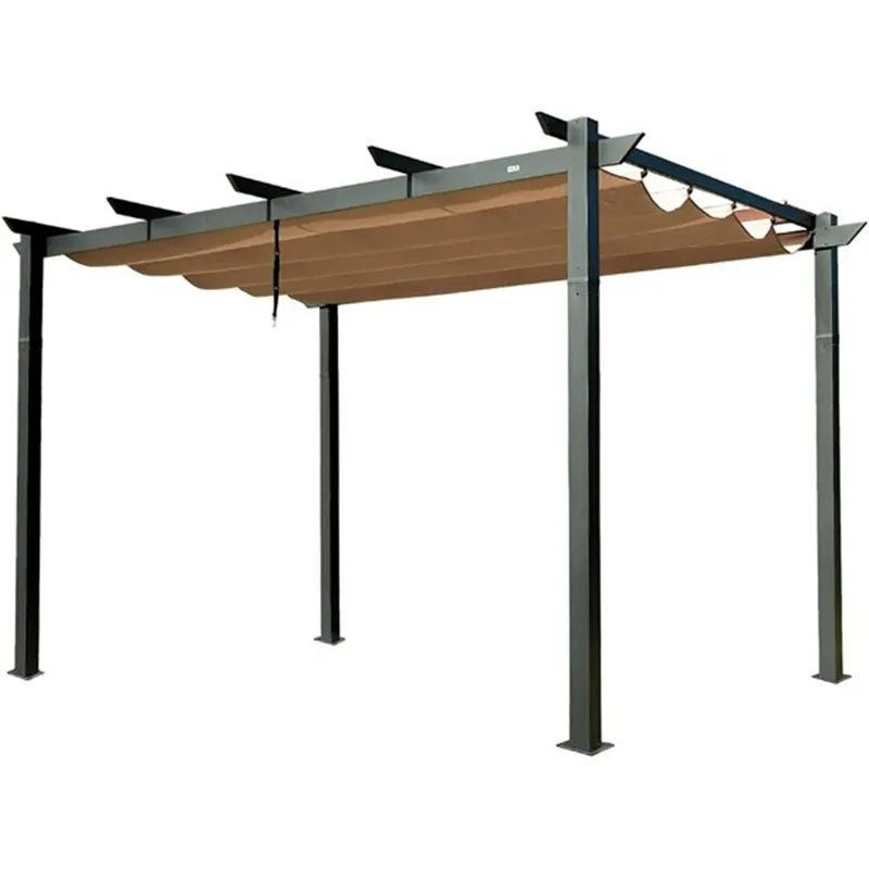 Outdoor Retractable Pergola with Weather-resistant Sun Shade