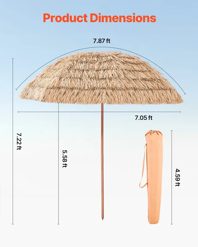 Tiki Umbrella Thatched Patio Umbrella 8 Ft Poolside Patio Beach β photo 3