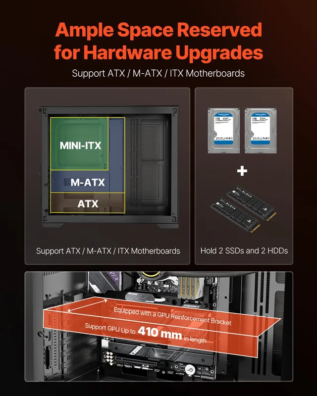 Mid-tower PC Case Dual Chamber Gaming Computer Case for ATX — photo 4