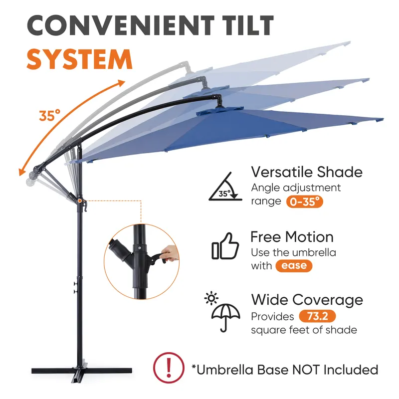 9.8FT Offset Patio Umbrella Hanging Cantilever Umbrella Outdoor — photo 4