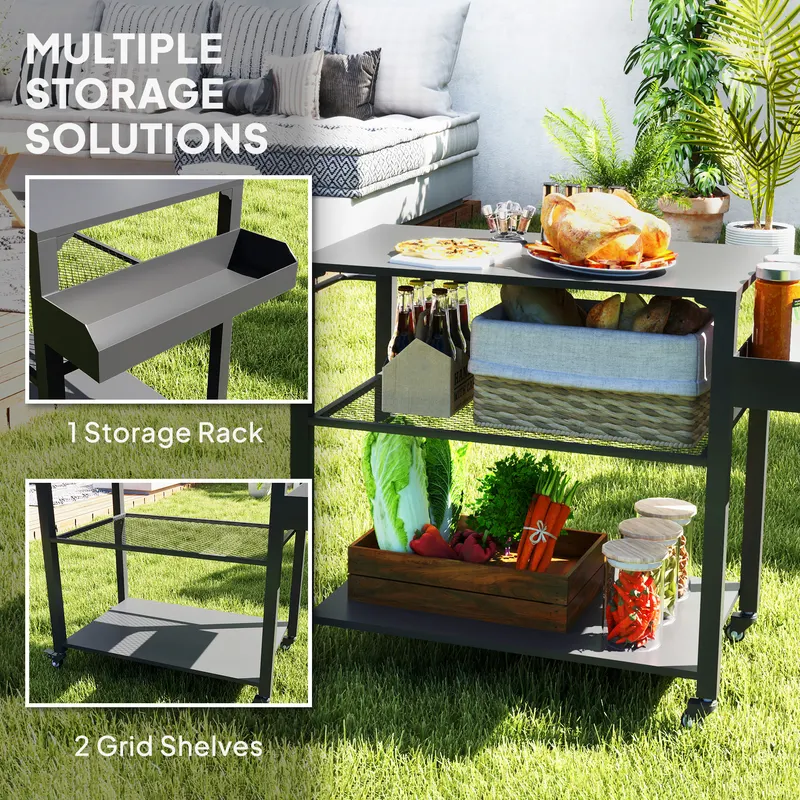3-Tier Outdoor Grill Cart with Storage Racks — photo 6