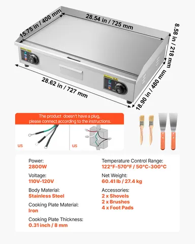 Commercial Electric Griddle β 28.54 X 15.75 in