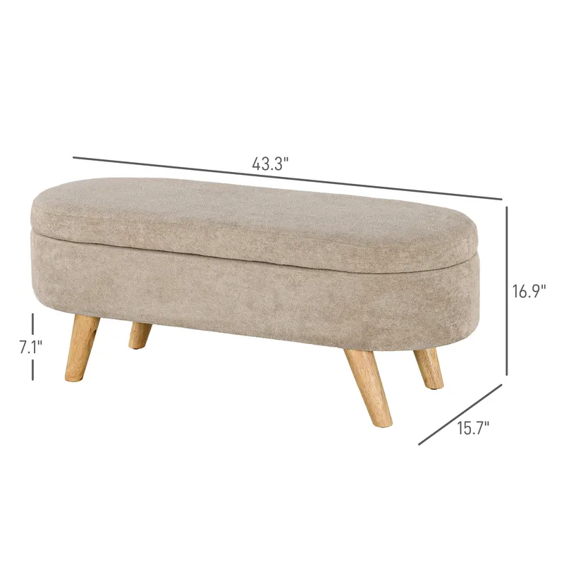 Storage Ottoman Bench — 43.3" Upholstered End of Bed Bench — photo 3