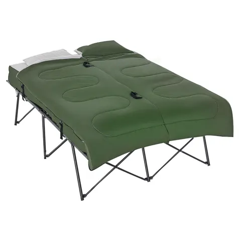 2-Person Folding Camping Cot Portable Outdoor Bed Set