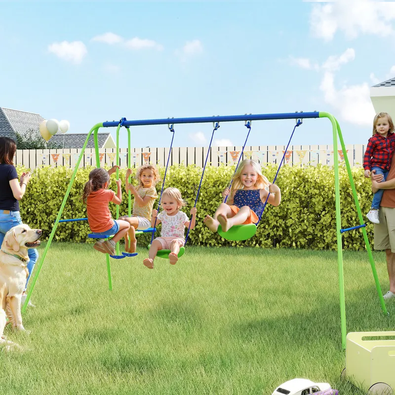 Metal Swing Set with Glider β Two Swing Seats and Adjustable β photo 3