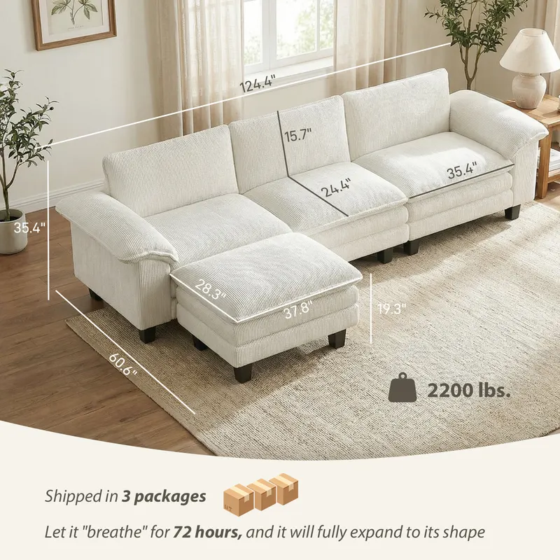 Sectional Sofa β L Shaped Couch with Deep Seat β photo 4