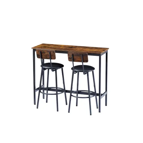 Bar Table Set with 2 Bar Stools PU Soft Seat with Backrest