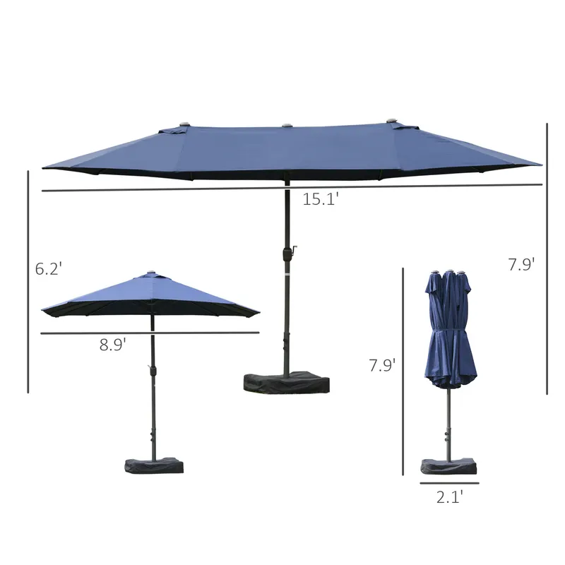 Double-sided Patio Umbrella — Rust-resistant Steel — photo 8
