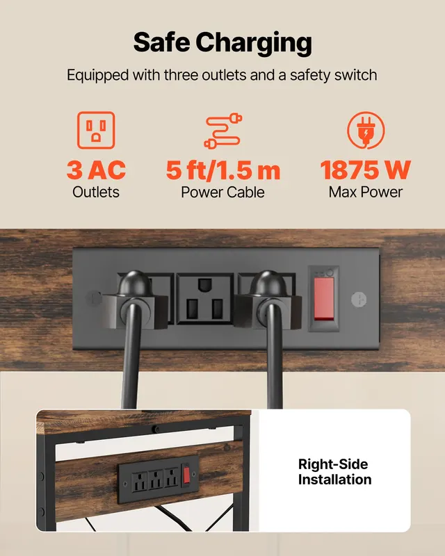 Kitchen Bakers Rack — 5 Ft Power Cable Bakers Rack with Power — photo 3