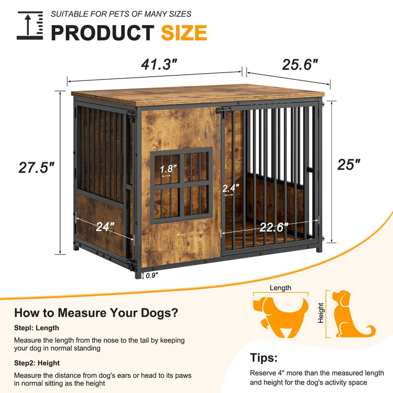 Wooden Dog Crate Furniture — Large Dog Kennel with Storage Top — photo 4