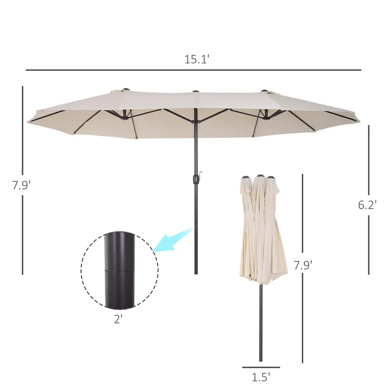 15ft Patio Umbrella Double-sided Outdoor Market Extra Large — photo 7
