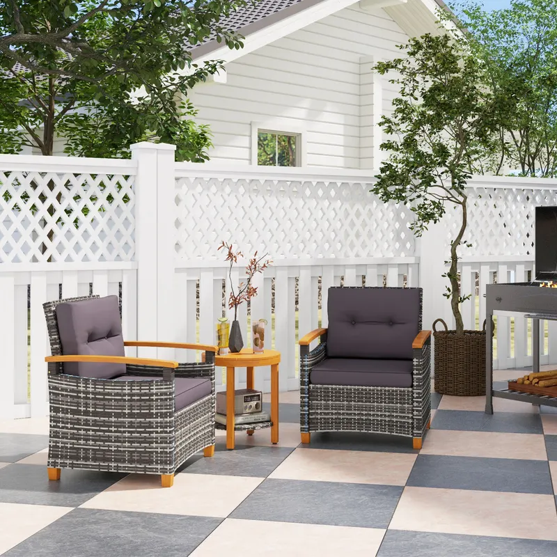 Outdoor Bistro Set Wicker Patio Furniture with Cushions — photo 7
