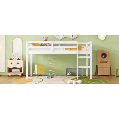 Solid Wooden β Rubber Wooden Twin Loft Bed with Ladder β photo 3