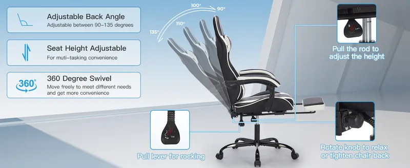 Gaming Chair with Footrest β Ergonomic Computer Chair β photo 5