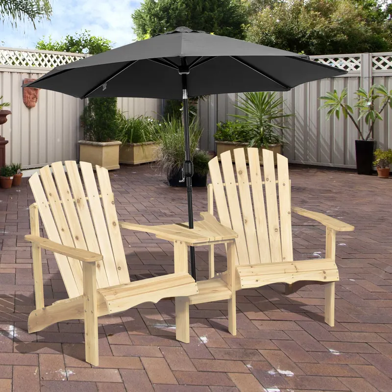 Fire Pit Seating β 2 Wooden Adirondack Chairs with Outdoor Table β photo 4