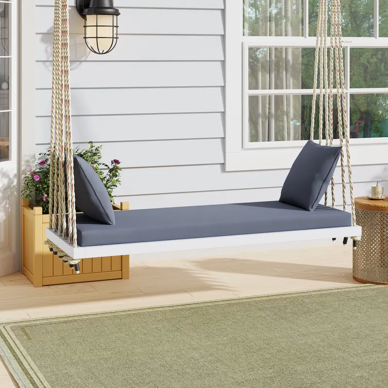 Patio Wooden Swing Chair Hanging Porch Swing Bench