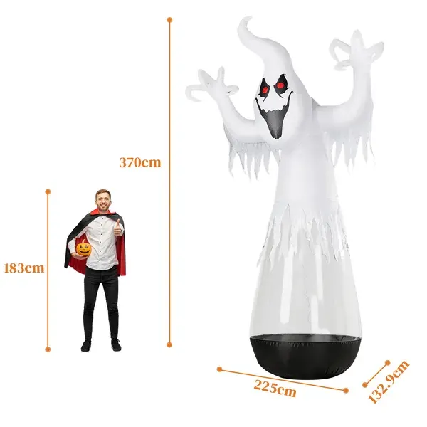 12ft Inflatable Halloween Decor Half-body Clear PVC White Ghost — photo 5