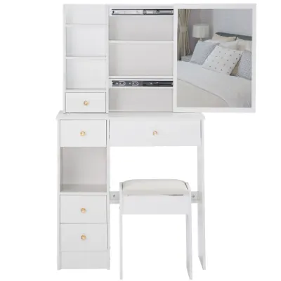 29.2 Small Space Left Drawer Desktop Vanity Table Cushioned