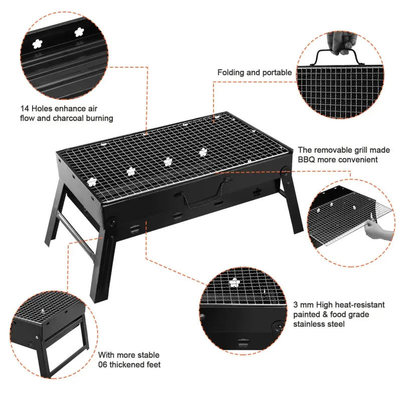 Portable BBQ Grill Foldable Charcoal Grill Lightweight Smoker β photo 5