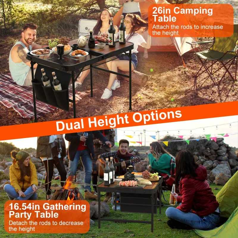 Foldable Camping Table Collapsible Picnic Aluminum Alloy Grill