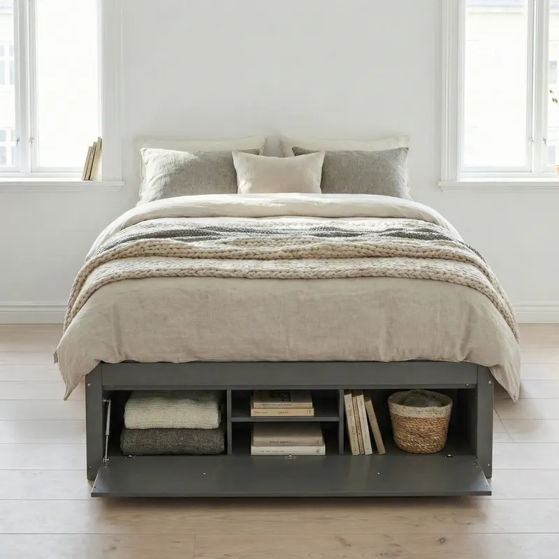 Queen Size Platform Bed Frame with 4 Storage Drawers β photo 4