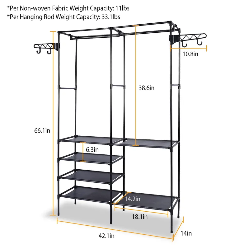 Metal Garment Rack Shoe Clothing Organizer Shelves Freestanding — photo 6