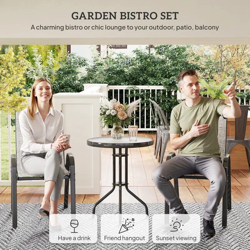 3 Pieces Bistro Set — Small Patio Furniture Set with Stackable — photo 5