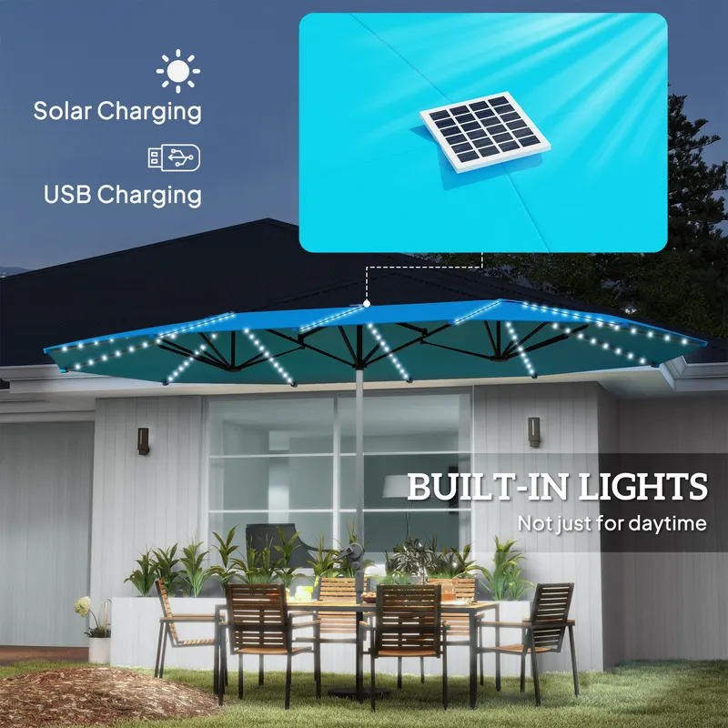 15ft Double-sided Outdoor Umbrella with Solar Lights — photo 7