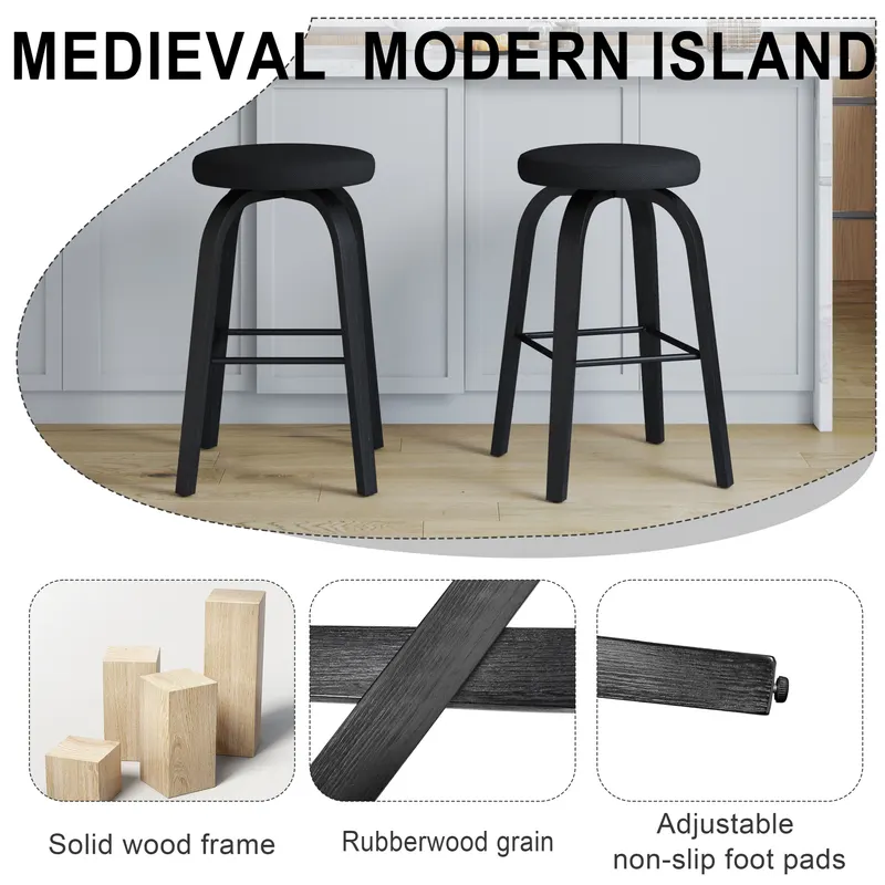 Swivel Bar Stools Set of 2 — Bar Height Backless 30 Bar Stool — photo 5