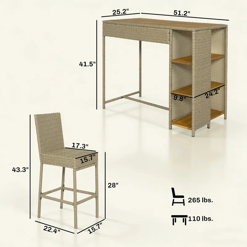 5 Piece Wicker Outdoor Bar Set β photo 8